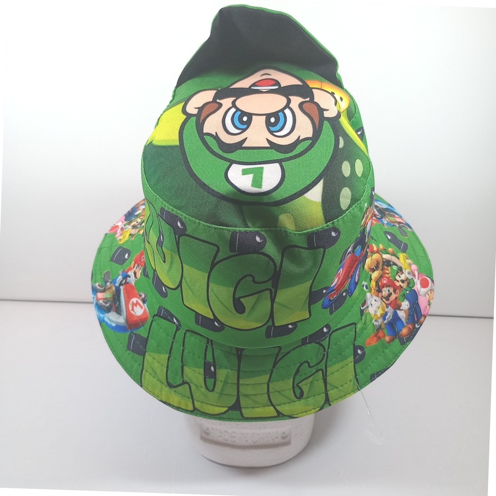 Nintendo Super Mario Luigi Bucket Hat OS Green Mario Kart Bullet Bill Cosplay - Picture 3 of 5